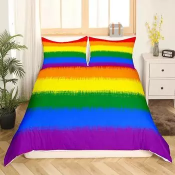 Комплект постельного белья Abstract Rainbow Colorful Queen King Single Duvet Cover Dream Polyester Sofar Covers Pillowcase Soft Bedwear EU single(135x200cm)