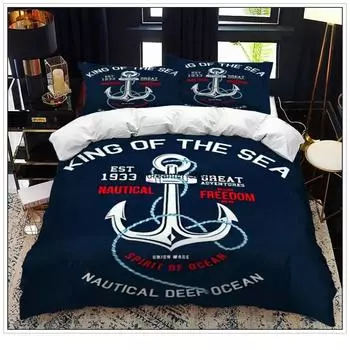 Комплект постельного белья Anchor Ocean Style, пододеяльник, односпальный, двуспальный, домашний текстиль с наволочкой для детей, мальчиков, домашний декор, мягкий пододеяльник 70x133cm 2pcs