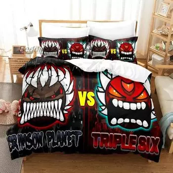 Комплект постельного белья Angry Geometry Dash Single Twin Full Queen King Size Комплект постельного белья Aldult Kid Bedroom Duvetcover Sets 3D Print Kawaii 70x133cm 2pcs