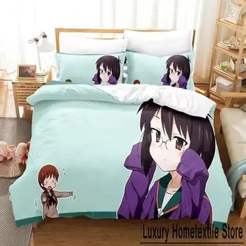 Комплект постельного белья Anime A Channel Single Twin Full Queen King Size Bed Set Adult Kids Bedroom Duvetcover Sets Print Anime Bed Sheet Set EU Single 135x200cm