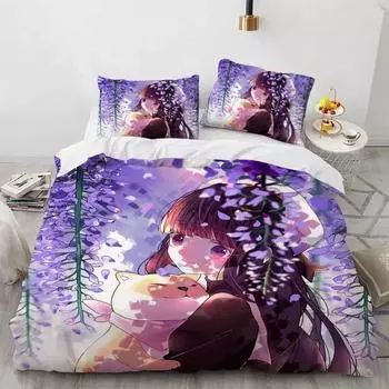 Комплект постельного белья «Аниме Cardcaptor Sakura», пододеяльник, одеяло, комплект постельного белья, наволочка, размер King Queen Twin для мальчиков и девочек для взрослых EU Single 135x200cm