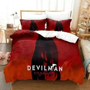 Комплект постельного белья Anime Devilman Crybaby, пододеяльник, комплект постельного белья, пододеяльник, наволочка, одеяло размера king-size, комплект постельного белья для мальчиков и взрослых 70x133cm 2pcs