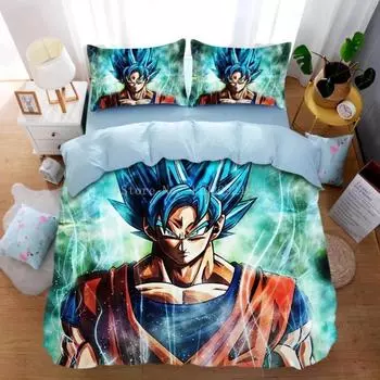 Комплект постельного белья «Anime Dragon-Ball», пододеяльник «Goku», комплект стеганого одеяла «Super Saiyan», комплект постельного белья для взрослых детей и подростков 135x200cm 2pcs