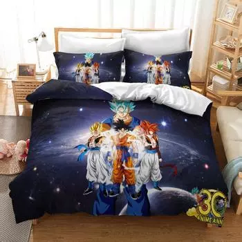 Комплект постельного белья Anime Dragon-Ball, пододеяльник Anime 3D Dragon, комплект стеганого одеяла Super Saiyan 135x200cm 2pcs