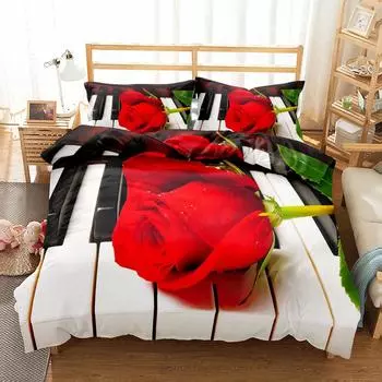 Комплект постельного белья Big Rose Blossom Duvet Cover Set King Queen Double Full Twin Single Size Boys EU single(135x200cm)