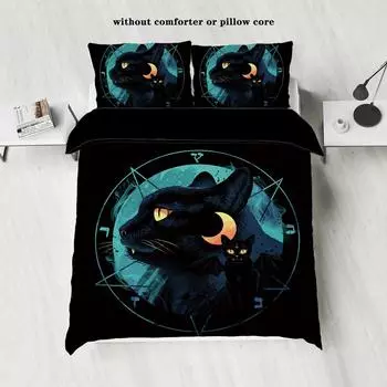 Комплект постельного белья Black Cat с цифровой печатью Moon 3D Fantasy, подходит для спальни, пододеяльник с символом удачи, комплект постельного белья Night Elves Eutwin135x200cm