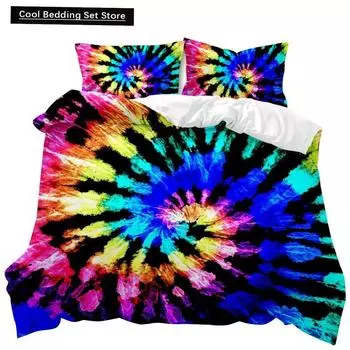 Комплект постельного белья Boho Tie Dye, комплект постельного белья в стиле хиппи, комплект постельного белья синего и фиолетового цвета для двоих, цыганский комплект постельного белья размера «king-size», полиэстеровый чехол для одеяла EU single(135x200c