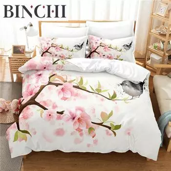 Комплект постельного белья Branch Flower, комплект пододеяльников, постельное белье с 3D-печатью, комплект постельного белья размера Queen, модный дизайн EU single(135x200cm)