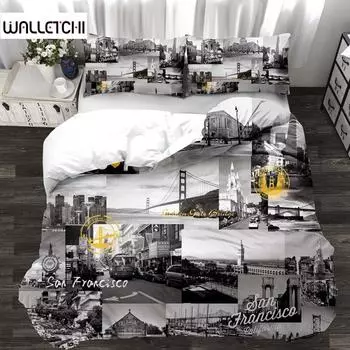 Комплект постельного белья Bridges Modern Architecture 3D King Queen Full Twin Size EU single(135x200cm)