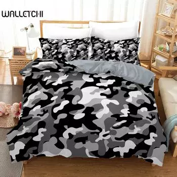 Комплект постельного белья Camo Duvet Cover Set Camouflage Concept Concealment Bedding Set King Size Grey Black Twin Blanket Cover For Kids Teens Adults EU single(135x200cm)