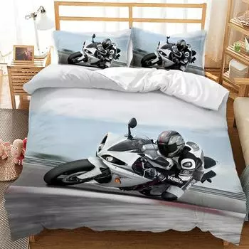 Комплект постельного белья Car Race 3D King Queen Double Twin Single Size 70x133cm 2pcs