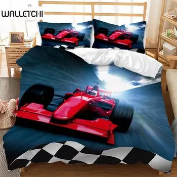 Комплект постельного белья Car Race 3D King Queen Double Twin Single Size EU single(135x200cm)