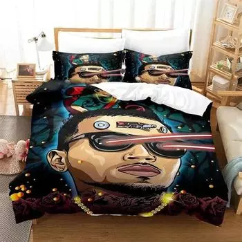 Комплект постельного белья Chris Brown с 3D-принтом, пододеяльник, одеяло, комплект постельного белья, наволочка, размер King Queen Twin для мальчиков и девочек взрослых 70x133cm 2pcs