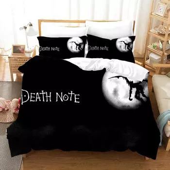 Комплект постельного белья Death Note Япония Популярные аниме пододеяльники комплекты стеганое постельное белье Twin Queen King Single Size Dropshipping EU Single 135x200cm