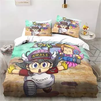Комплект постельного белья DR S-Slump Arale с 3D-мультяшным принтом, простыня King Twin, двуспальная кровать, детский комплект постельного белья из микрофибры или полиэстера, пододеяльники 70x133cm 2pcs