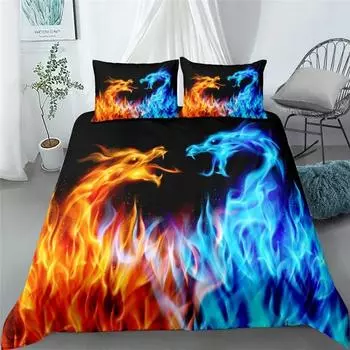 Комплект постельного белья Fire Of Dragon, односпальный, двухместный, двуспальный, двуспальный, супер-королевского размера EU Single 135x200cm