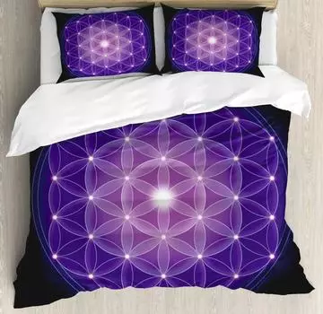 Комплект постельного белья Flower of Life, темно-синий, размера Queen, с геометрическим принтом звезд, комплект постельного белья из 2/3 предметов, пододеяльник для детей подростков и взрослых 70x133cm 2pcs