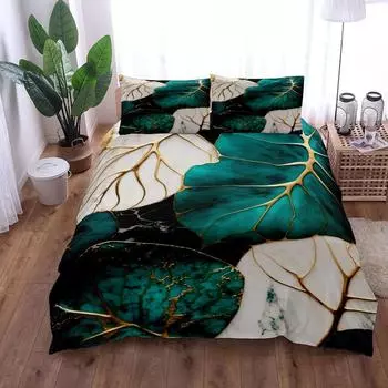 Комплект постельного белья Fluid Leaves King Queen Double Full Twin Single Size 230x230cm