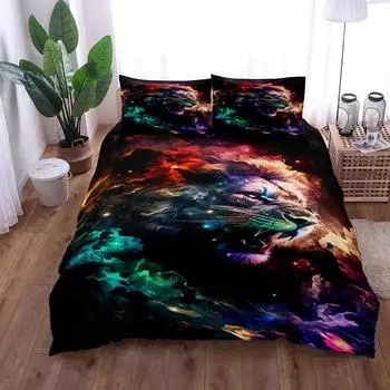 Комплект постельного белья Galaxy Lion 3D EU Single Double King US Twin Full Queen King Green Lantern Комплект постельного белья EU single(135x200cm)