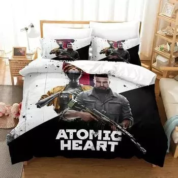 Комплект постельного белья Game Atomic Heart для мальчиков и девочек, двуспальный, пододеяльник, наволочка, детская, взрослая, мода, домашний текстиль EU Single 135x200cm
