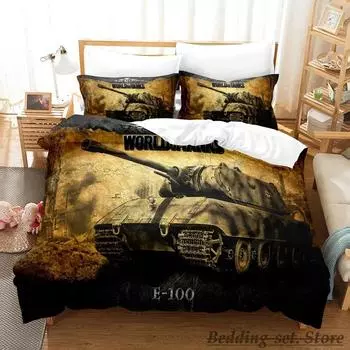 Комплект постельного белья Game World Of Tanks Single Twin Full Queen King Size Bed Set Adult Kid Bedroom Duvetcover Sets Anime Bed 70x133cm 2pcs