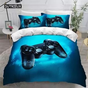 Комплект постельного белья Gamer для мальчиков, игровой комплект постельного белья для подростков, чехол для видеоигр, чехол для PlayStation King Size, 2/3 шт., пододеяльник 155x215cm 3pcs