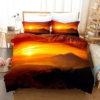 Комплект постельного белья Goldon Sunset, тропический пляжный праздник, пододеяльник, комплект постельного белья для девочек, пододеяльник с изображением восхода солнца, наволочка, одинарный, двойной 135X200