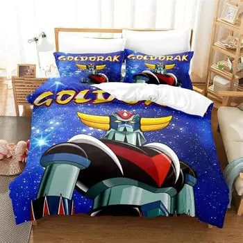 Комплект постельного белья Goldorak Grendizer, пододеяльник, одеяло, комплект постельного белья, пододеяльник, наволочка, размер King Queen Twin для мальчиков и девочек взрослых 135x200cm 2pcs