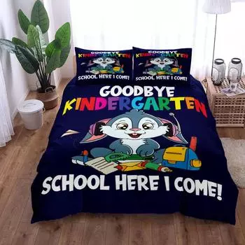 Комплект постельного белья Goodbye Kindergarten Duvet Cover Set Without Sheet King Queen Double Full Twin Single Size EU single(135x200cm)