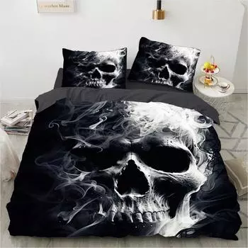 Комплект постельного белья Grim Skull Cartoon, комплекты одеял, двуспальные, двуспальные, двуспальные, двуспальные, односпальные, полноразмерные, комплект постельного белья для детей и девочек, белое постельное белье EU Single 135x200cm
