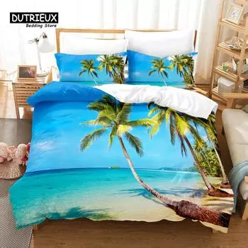 Комплект постельного белья Hawaiian Coast, комплект из 3 пододеяльников, мягкий, удобный, дышащий, для декора спальни и гостевой комнаты EU single(135x200cm)