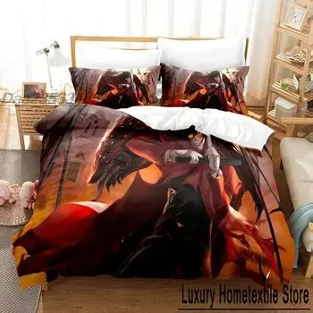 Комплект постельного белья Hellsing Single Twin Full Queen King Size Комплект постельного белья Aldult Kid Bedroom Duvetcover Sets Комплект постельного белья с 3D-принтом в стиле аниме 70x133cm 2pcs