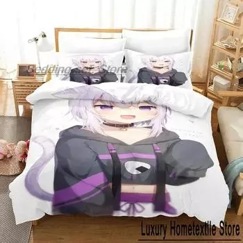 Комплект постельного белья Hololive Neko Mata Okayu Single Twin Full Queen King Size Комплект постельного белья Aldult Kid Bedroom Duvetcover Sets 3D Print Kawaii 70x133cm 2pcs