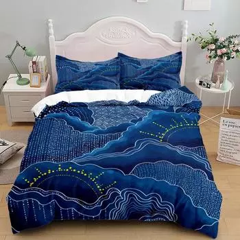 Комплект постельного белья Indigo Cloud Vintage King Queen Double Full Twin Single Size Duvet Cover Set 150x200cm