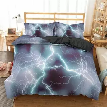 Комплект постельного белья Lightning Natural Phenomenon, комплект постельного белья из 3 предметов для детей и мальчиков, мягкий полиэстеровый пододеяльник EU Single 135x200cm