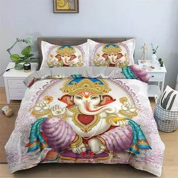 Комплект постельного белья Lord Ganesha Indian Elephant Bohemia Mandala для мальчиков и девочек Twin Queen Size, пододеяльник, наволочка, кровать для детей и взрослых EU Single 135x200cm