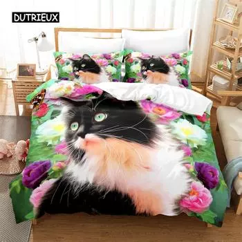 Комплект постельного белья Lovely Animals, комплект пододеяльников, постельное белье с 3D-печатью, комплект постельного белья размера Queen, модный дизайн EU single(135x200cm)