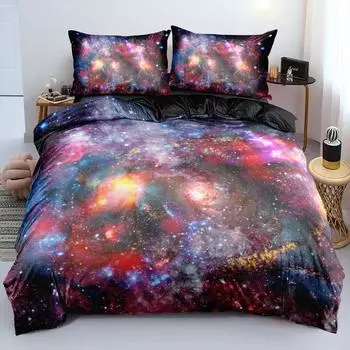 Комплект постельного белья Luxury Galaxy Dark Blue Twin Full Queen King Size, комплект постельного белья Shining Stars Starry Sky для детей и взрослых 70x133cm 2pcs