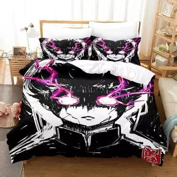 Комплект постельного белья Mob Psycho 100 Single Twin Full Queen King Size Комплект постельного белья Aldult Boys Bedroom Duvetcover Sets 3D Anime Bed Set EU single(135x200cm)