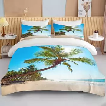 Комплект постельного белья Ocean Coast Beach Пододеяльник Комплект синей морской звезды Постельный комплект Детский подростковый ракушка Домашний текстиль Летнее покрывало Пододеяльник EU single(135x200cm)