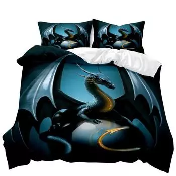 Комплект постельного белья Pterosaur Dragon Fantasy для мальчиков и подростков, комплект постельного белья Double Queen King Size, полиэстеровое одеяло 70x133cm 2pcs