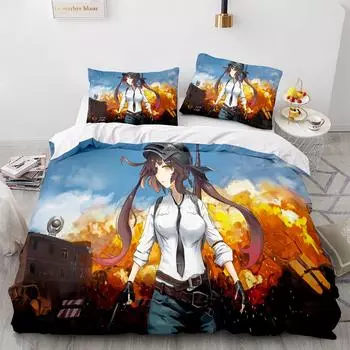 Комплект постельного белья PUBG Single Twin Full Queen King Size Game PUBG Комплект постельного белья Aldult Kid Bedroom Duvetcover Sets 3D Print Men/w 031 EU single(135x200cm)