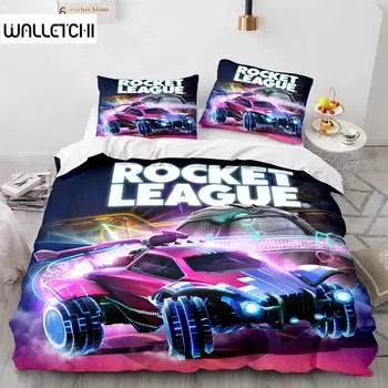 Комплект постельного белья Rocket League Покрывало односпальное двуспальное двуспальное двуспальное кровать размера King Size Car Комплект постельного белья Rocket League Детская спальня Пододеяльник 135x200cm 2pcs