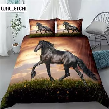 Комплект постельного белья Running Horse 3d, двуспальная кровать размера King Queen Full Twin Single Size Horse Duvet Cover EU single(135x200cm)