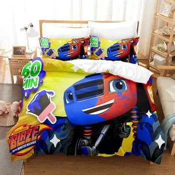 Комплект постельного белья с 3D-принтом Blaze N Monster Machines и мультяшным принтом, пододеяльник для двуспальной кровати, двуспальной кровати, двуспальной кровати, двуспальной кровати, постельного белья для взрослых и детей, пододеяльник EU Twin 135x20
