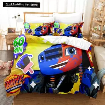 Комплект постельного белья с 3D-принтом Blaze N Monster Machines и мультяшным принтом, пододеяльник для двуспальной кровати, двуспальной кровати, двуспальной кровати, двуспальной кровати, постельного белья для взрослых и детей, пододеяльник EU King(240x22