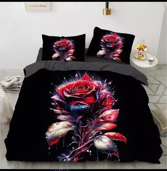 Комплект постельного белья с 3D-цветочным принтом DuvetQuiltComforter, комплекты постельного белья с цветочным рисунком, серый, розовый, дизайн на заказ, размер King Queen, полный размер 200x200 EU Single 135x200cm
