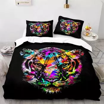 Комплект постельного белья с изображением льва, 3D-принт, дикие животные, цветной, размер King Queen, для детей, подростков, взрослых, комплект постельного белья, полиэстер, одеяло, чехол EU Single 135x200cm