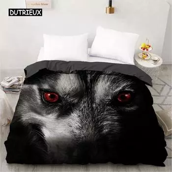 Комплект постельного белья с изображением волка размера King Queen Boho Wolf Twin, комплект постельного белья с изображением диких животных, 2/3 предмета из полиэстера, пододеяльник 150x200cm 3pcs