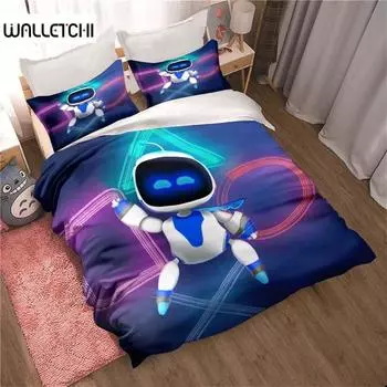 Комплект постельного белья с милым рисунком ASTRO BOT, пододеяльник, односпальная кровать, двуспальная кровать размера «king-size», комплект постельного белья для взрослых и детей, пододеяльник, наволочка 135x200cm 2pcs